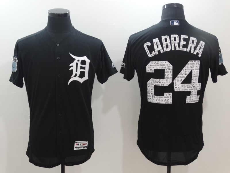 2017 MLB Detroit Tigers #24 Cabrera Black Jerseys